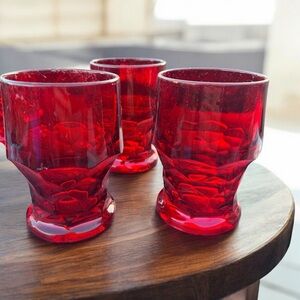 Viking Georgian Glasses Set of 3 Flat Tumblers Ruby Red 14 oz 5.25"